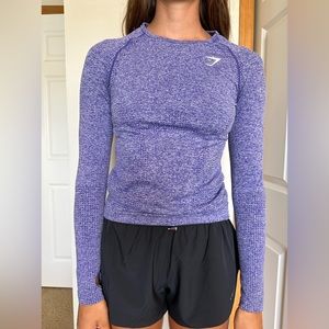 Gymshark long sleeve, purple ish blue athletic top